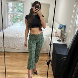 Maeve The Margot Crop Green Pattern Pants